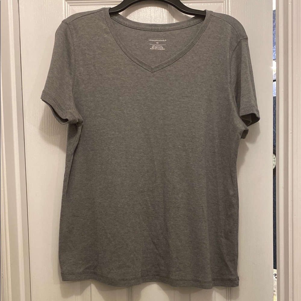 Christopher & Banks Heather Gray V-Neck Tee